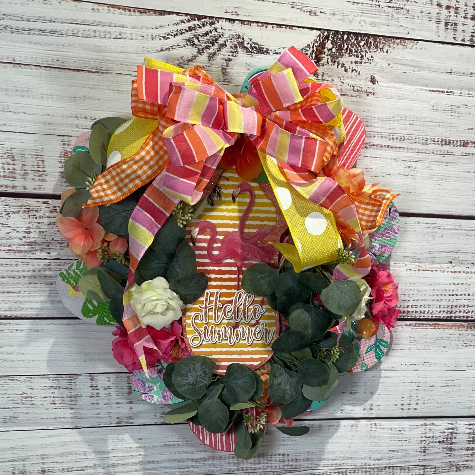 Hello Summer, Flip Flop Wreath - Script and Ribbon