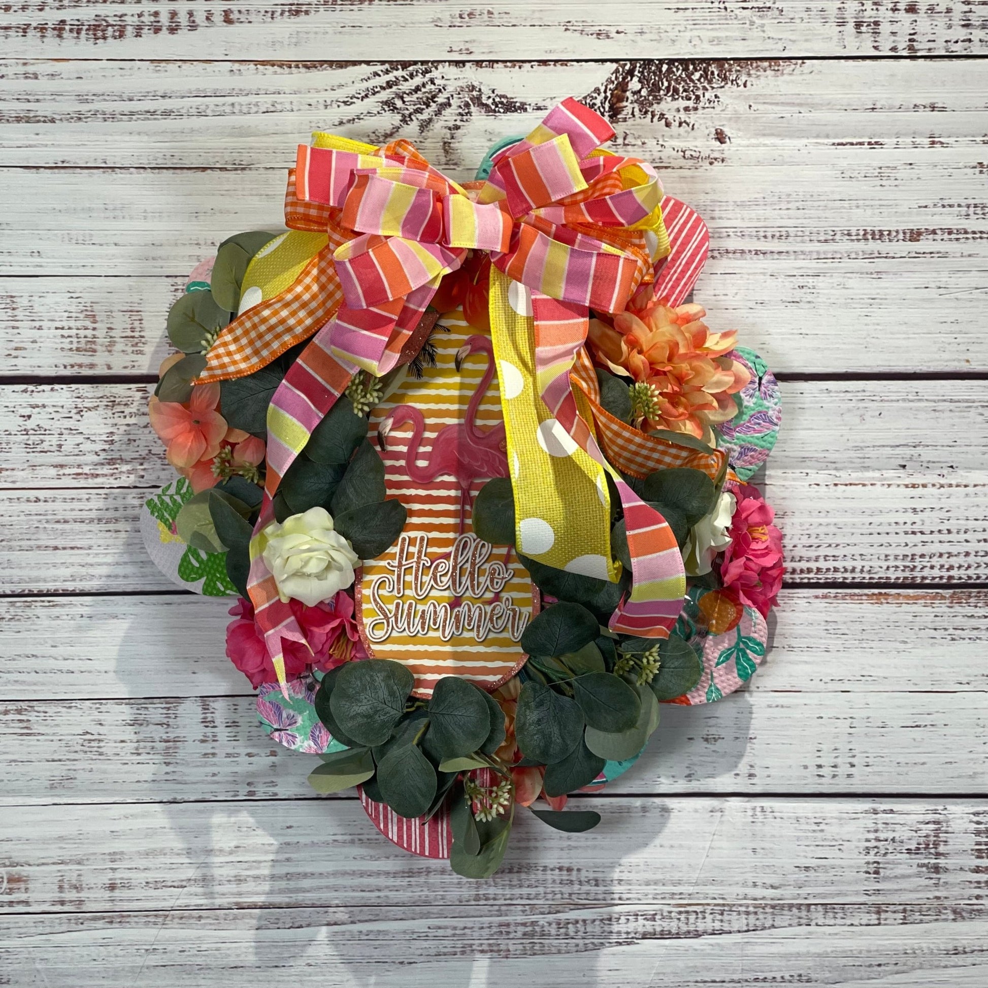 Hello Summer, Flip Flop Wreath - Script and Ribbon