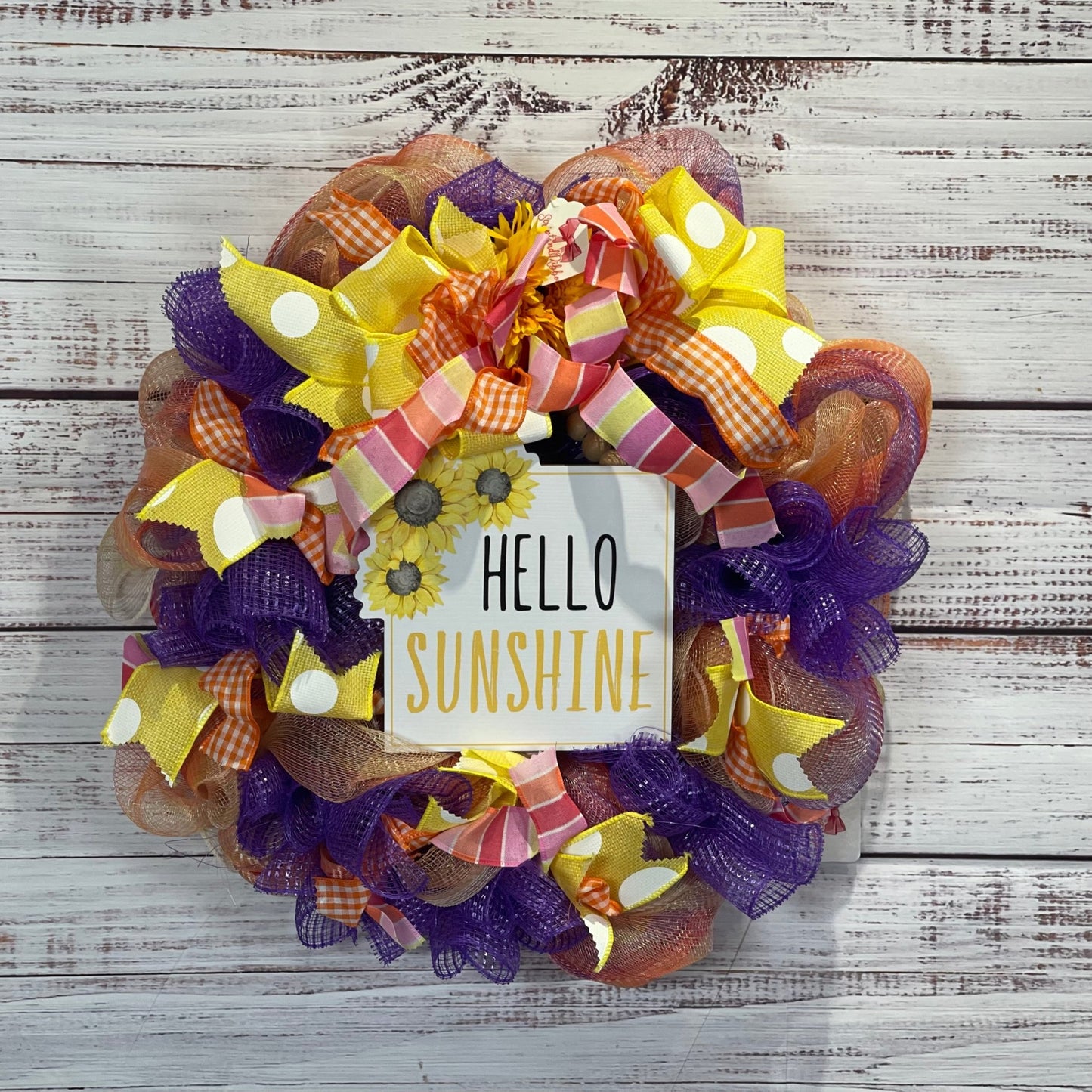 Hello Sunshine Wreath - Script and Ribbon