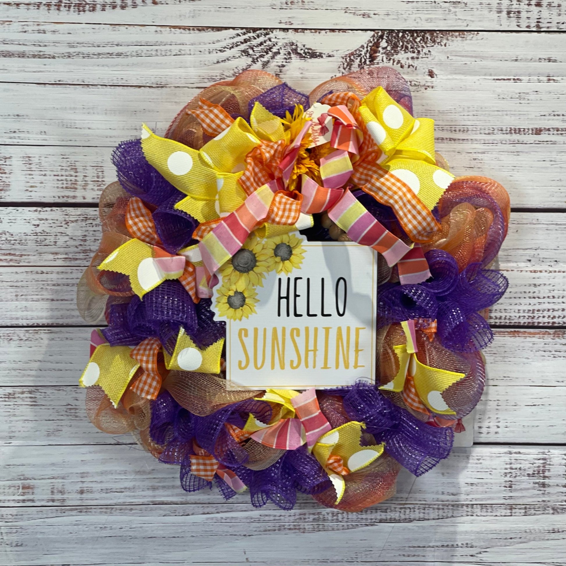 Hello Sunshine Wreath - Script and Ribbon